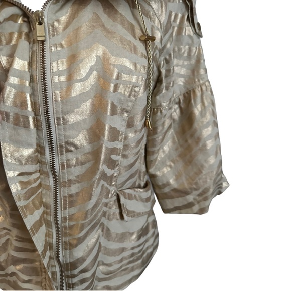 Berer Gold Metallic Zebra Print Jacket Linen Blend Size Medium - Picture 4 of 10
